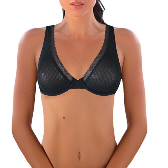 Victoria's Secret Women's Black Mesh Unlined Demi - Picture 1 of 5